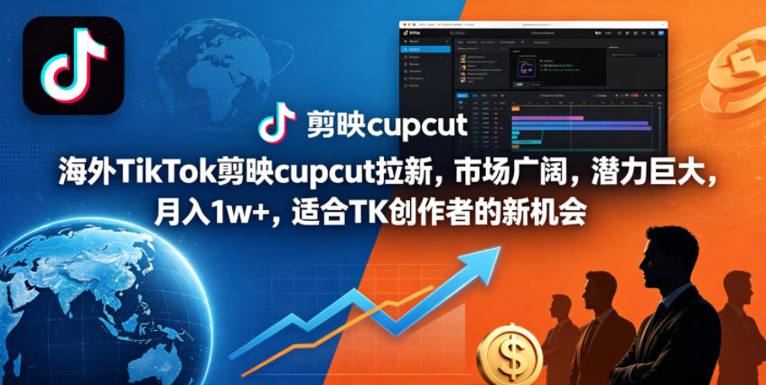 海外TikTok剪映cupcut拉新,市场广阔,潜力巨大,月入1w+,适合TK创作者的新机会-来聚吧
