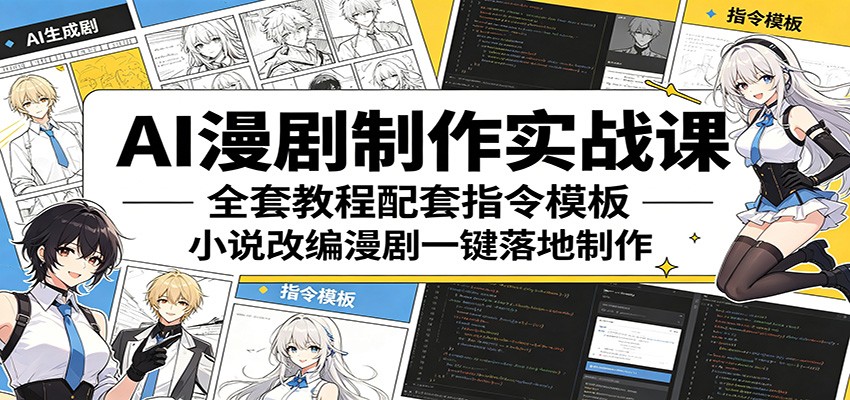 AI漫剧制作实战课:全套教程配套指令模板,小说改编漫剧一键落地制作-来聚吧