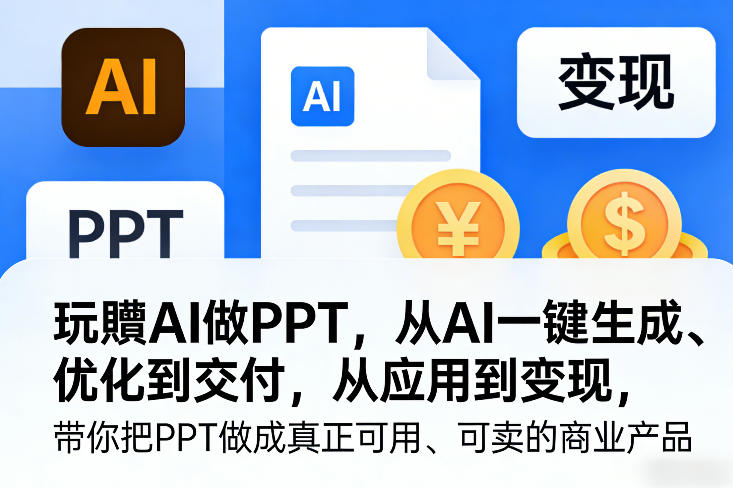 玩賺AI做PPT,从AI一键生成、优化到交付,从应用到变现,带你把PPT做成真正可用、可卖的商业产品(更新0513)-来聚吧