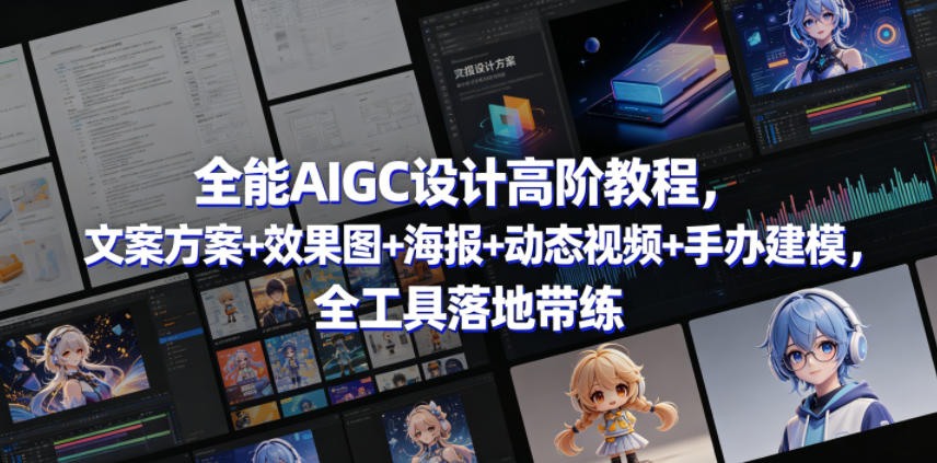 全能AIGC设计高阶教程，文案方案+效果图+海报+动态视频+手办建模，全工具落地带练-来聚吧