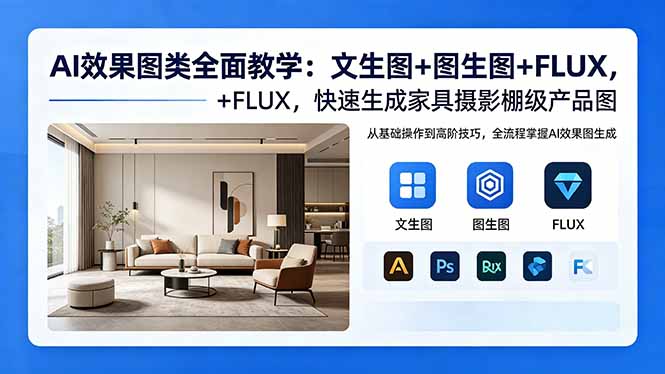AI效果图类全面教学:文生图+图生图+FLUX,快速生成家具摄影棚级产品图-来聚吧
