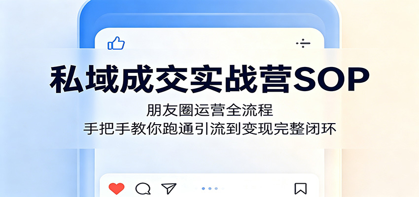 私域成交实战营SOP：朋友圈运营全流程，手把手教你跑通引流到变现完整闭环-来聚吧