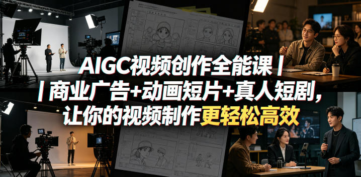 AIGC视频创作全能课|商业广告+动画短片+真人短剧,让你的视频制作更轻松高效-来聚吧