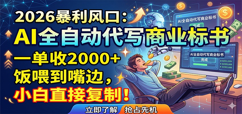 AI全自动代写商业标书,一单收2000+,饭喂到嘴边,小白直接复制-来聚吧