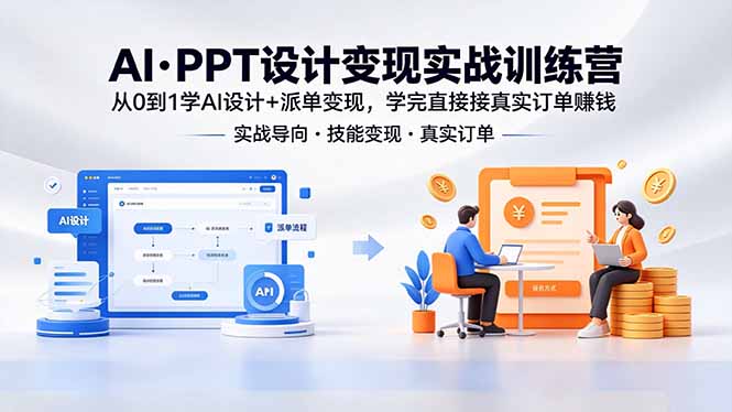 AI·PPT设计变现实战训练营，从0到1学AI设计+派单变现，学完直接接真实订单赚钱-来聚吧