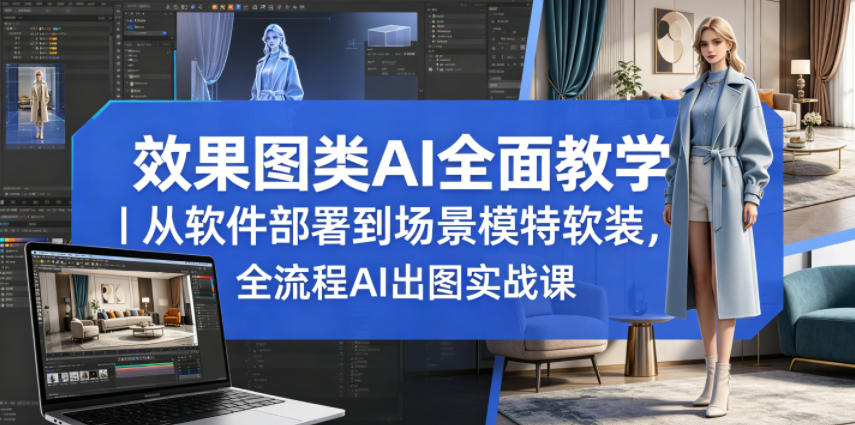 效果图类AI全面教学|从软件部署到场景模特软装,全流程AI出图实战课-来聚吧