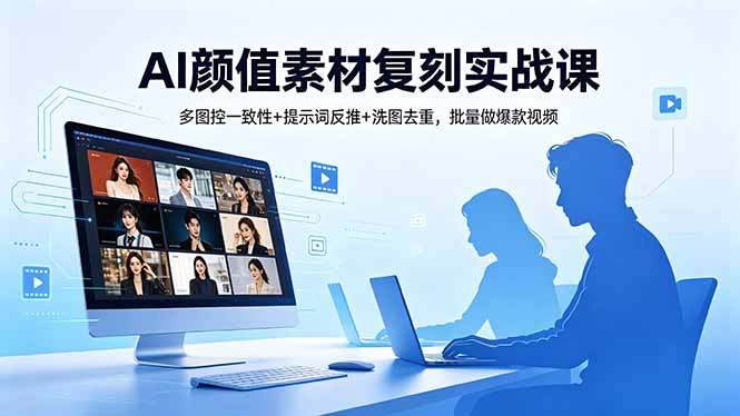 AI颜值素材复刻实战课,多图控一致性+提示词反推+洗图去重,批量做爆款视频-来聚吧