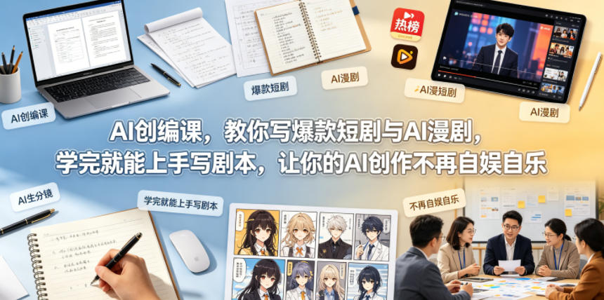 AI创编课，教你写爆款短剧与AI漫剧，学完就能上手写剧本，让你的AI创作不再自娱自乐-来聚吧