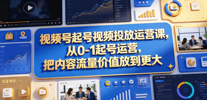 视频号起号视频投放运营课，从0-1起号运营，把内容流量价值放到更大-来聚吧