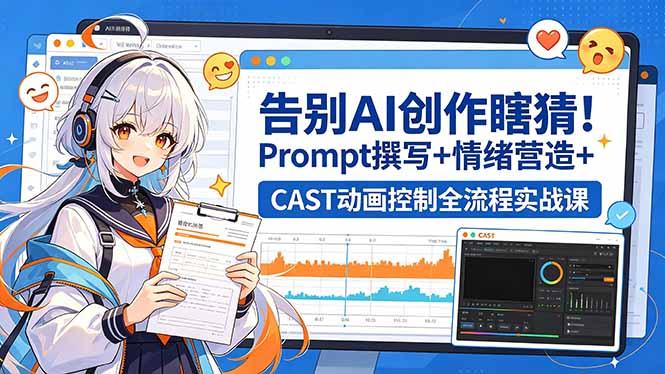 告别AI创作瞎猜！Prompt撰写+情绪营造+CAST动画控制全流程实战课-来聚吧