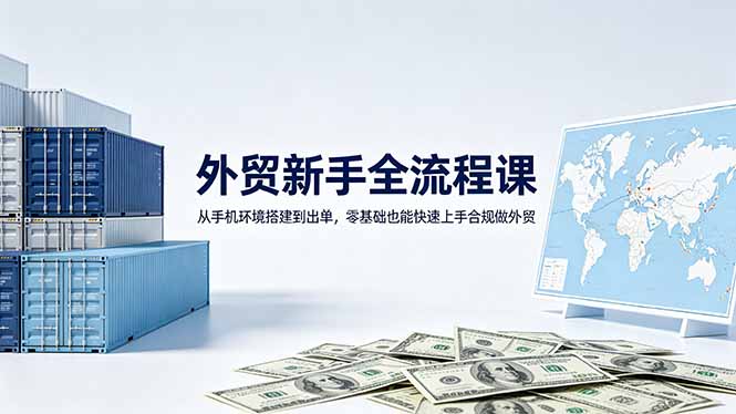 外贸新手全流程课:从手机环境搭建到出单,零基础也能快速上手合规做外贸-来聚吧