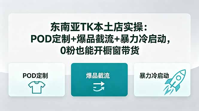 东南亚TK本土店实操-5月更新:POD定制+爆品截流+暴力冷启动,0粉也能开橱窗带货-来聚吧
