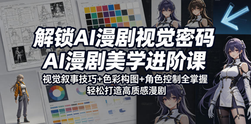 解锁AI漫剧视觉密码,AI漫剧美学进阶课,视觉叙事技巧+色彩构图+角色控制全掌握,轻松打造高质感漫剧-来聚吧