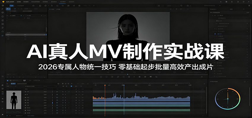 AI真人MV制作实战课：2026专属人物统一技巧，零基础起步批量高效产出成片-来聚吧