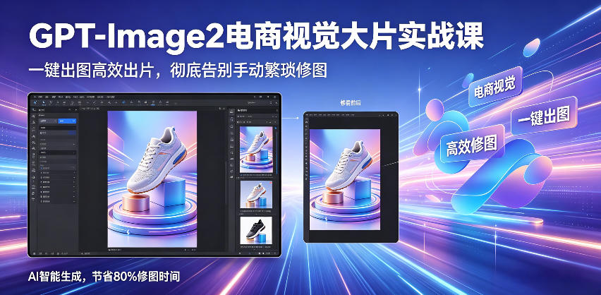 GPT-Image2电商视觉大片实战课，一键出图高效出片，彻底告别手动繁琐修图-来聚吧