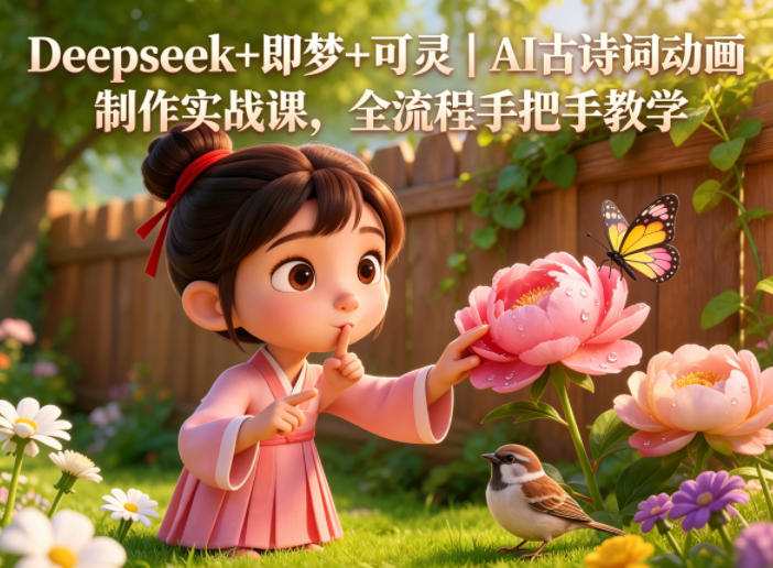 Deepseek+即梦+可灵｜AI古诗词动画制作实战课，全流程手把手教学-来聚吧