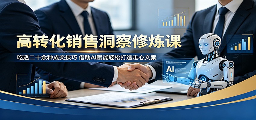 高转化销售洞察修炼课:吃透二十余种成交技巧,借助AI赋能轻松打造走心文案-来聚吧