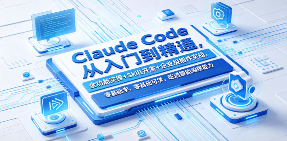 Claude Code从入门到精通,全功能实操+Skill开发+企业级插件实战,零基础可学,吃透智能编程全能力-来聚吧