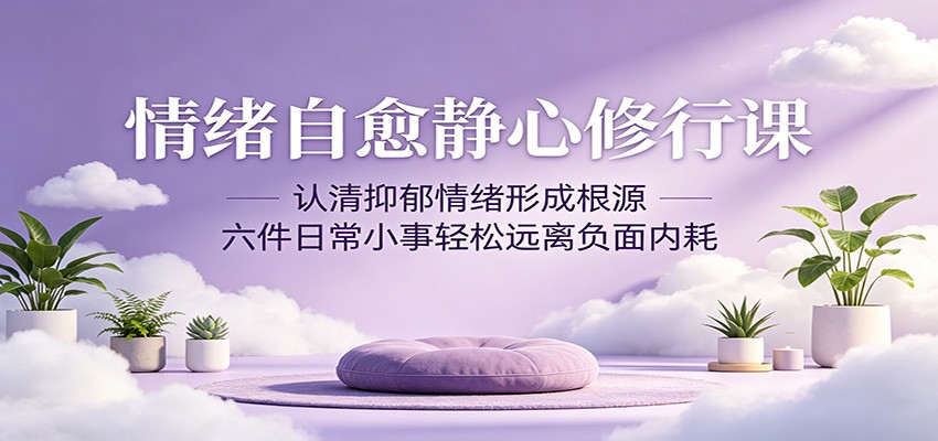 情绪自愈静心修行课:认清抑郁情绪形成根源,六件日常小事轻松远离负面内耗-来聚吧