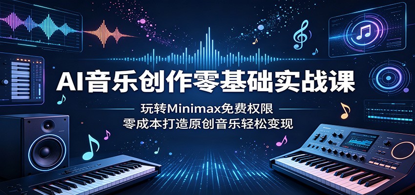 AI音乐创作零基础实战课:玩转Minimax免费权限,零成本打造原创音乐轻松变现-来聚吧