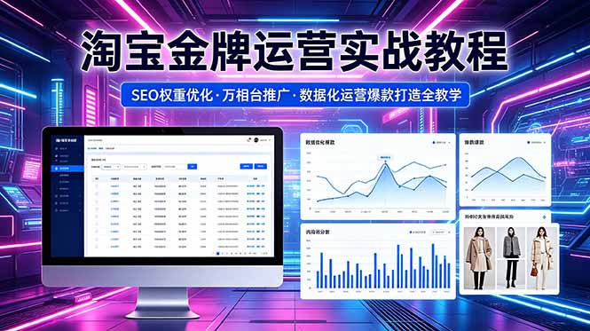 2026 淘宝金牌运营实战教程,SEO权重优化万相台推广,数据化运营爆款打造全教学-来聚吧