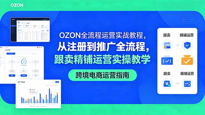 OZON全流程运营实战教程,从注册到推广全流程,跟卖精铺运营实操教学-来聚吧
