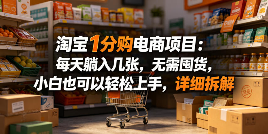 淘宝1分购电商项目:每天躺入几张,无需囤货,小白也可以轻松上手,详细拆解-来聚吧