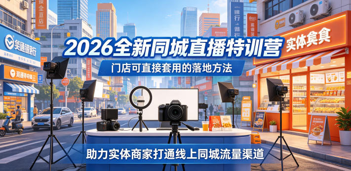 2026全新同城直播特训营，门店可直接套用的落地方法，助力实体商家打通线上同城流量渠道-来聚吧