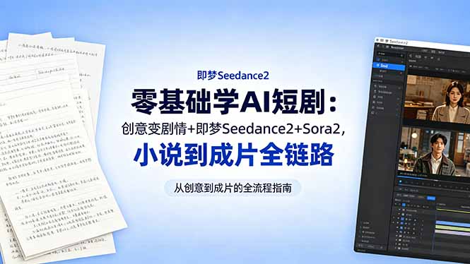 零基础学AI短剧:创意变剧情+即梦Seedance2+Sora2,小说到成片全链路-来聚吧