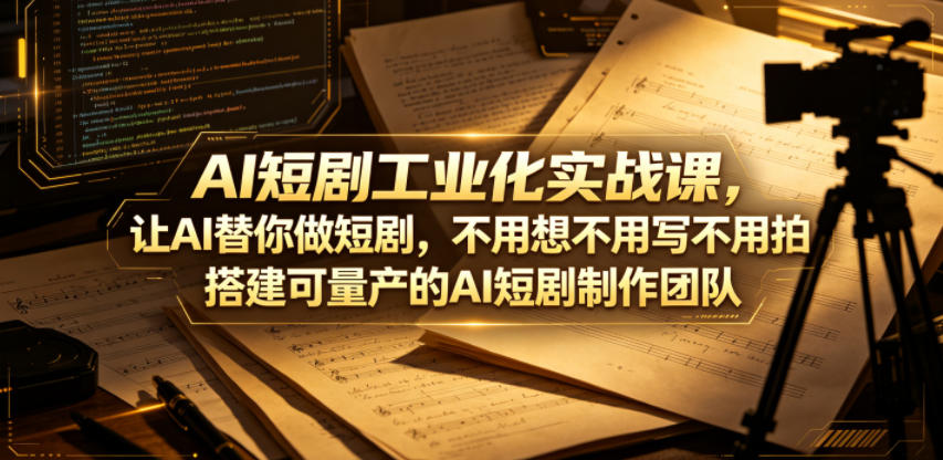 AI短剧工业化实战课,让AI替你做短剧,不用想不用写不用拍,搭建可量产的AI短剧制作团队-来聚吧