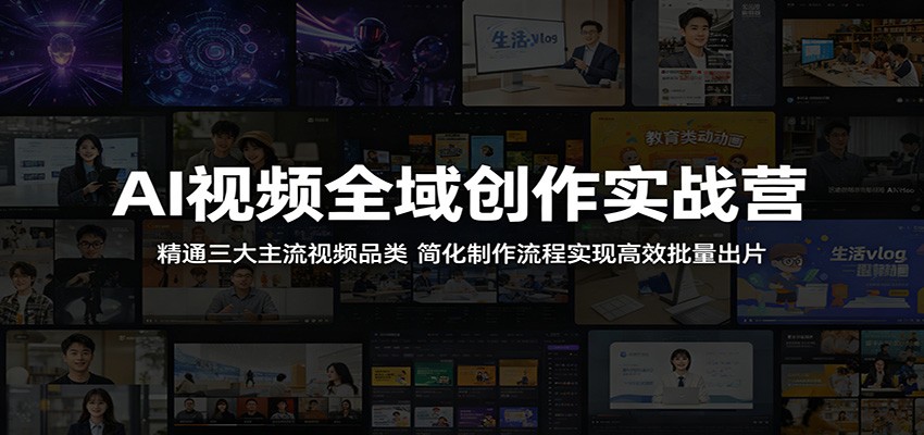 AI视频全域创作实战营:精通三大主流视频品类,简化制作流程实现高效批量出片-来聚吧