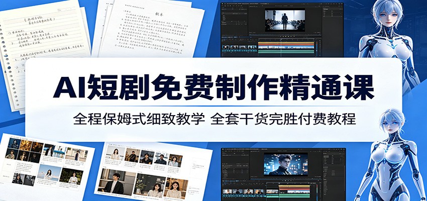 AI短剧免费制作精通课：全程保姆式细致教学，全套干货完胜付费教程-来聚吧