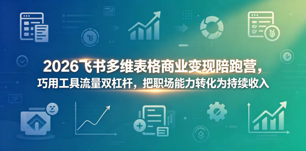 2026飞书多维表格商业变现陪跑营，巧用工具流量双杠杆，把职场能力转化为持续收入-来聚吧