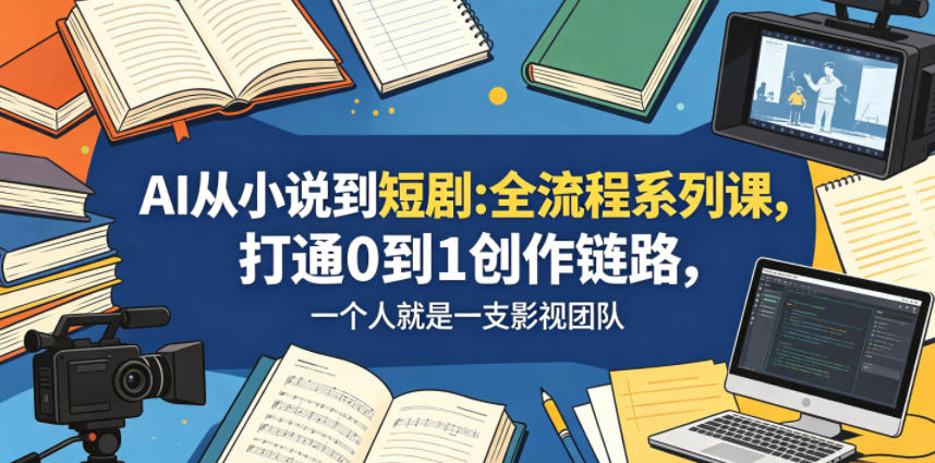 AI从小说到短剧全流程系列课,打通0到1创作链路,一个人就是一支影视团队-来聚吧