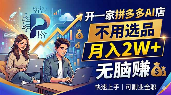 开一家拼多多AI店,不用选品,月入2W+,无脑赚,可副业全职-来聚吧