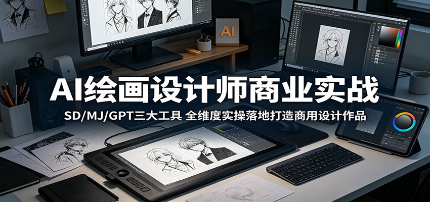 AI绘画设计师商业实战:SD/MJ/GPT三大工具,全维度实操落地打造商用设计作品-来聚吧
