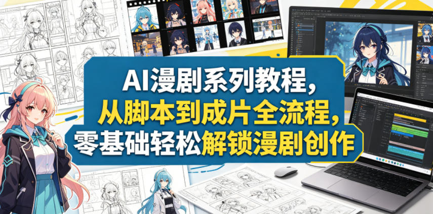 AI漫剧系列教程,从脚本到成片全流程,零基础轻松解锁漫剧创作-来聚吧
