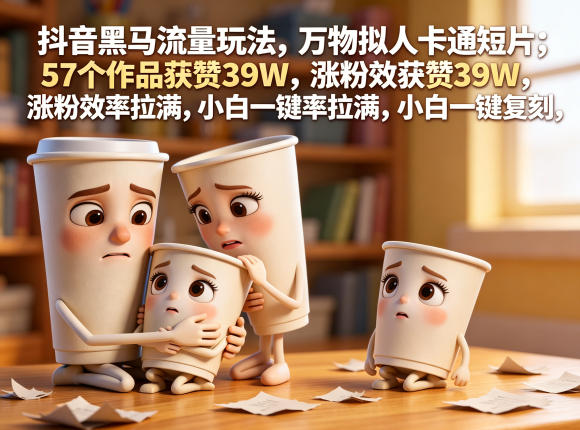 抖音黑马流量玩法,万物拟人卡通短片,57个作品获赞39W,涨粉效率拉满,小白一键复刻,保姆级拆解-来聚吧