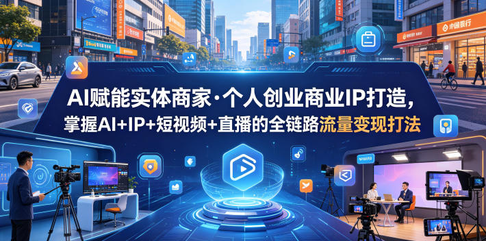 AI赋能实体商家·个人创业商业IP打造,掌握AI+IP+短视频+直播的全链路流量变现打法-来聚吧