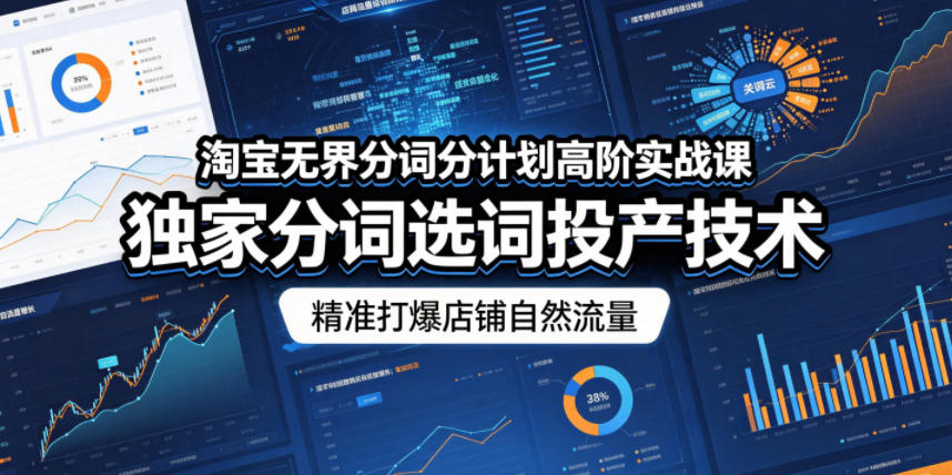 淘宝无界分词分计划高阶实战课，独家分词选词投产技术，精准打爆店铺自然流量-来聚吧