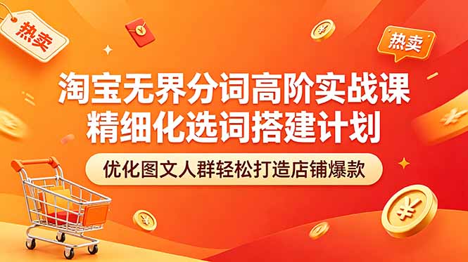 淘宝无界分词高阶实战课 精细化选词搭建计划 优化图文人群轻松打造店铺爆款-来聚吧