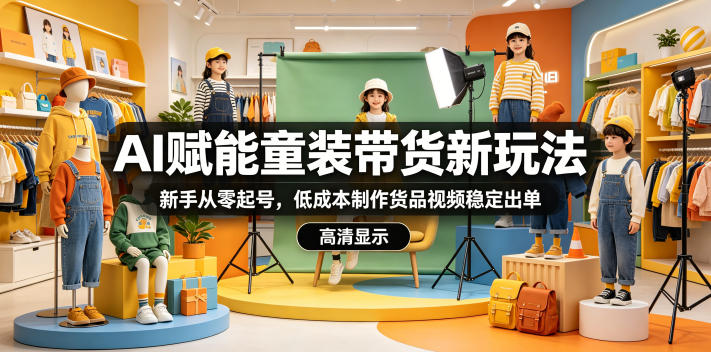 AI赋能童装带货新玩法,新手从零起号,低成本制作货品视频稳定出单-来聚吧
