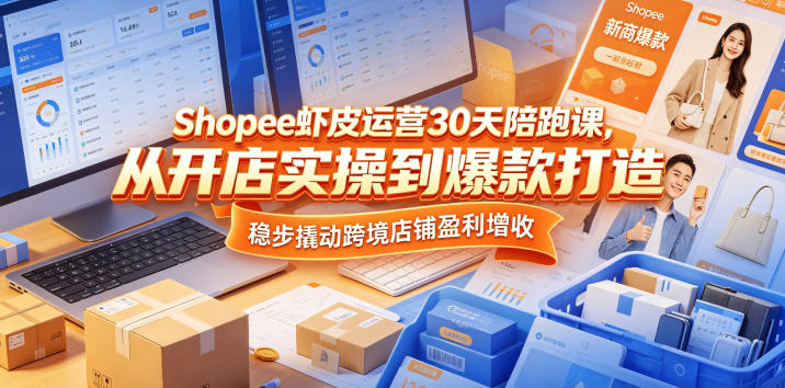 Shopee虾皮运营30天陪跑课，从开店实操到爆款打造，稳步撬动跨境店铺盈利增收-来聚吧