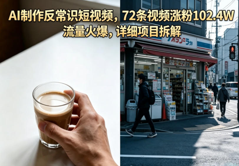 AI制作反常识短视频,72条视频涨粉102.4W,流量火爆,详细项目拆解-来聚吧