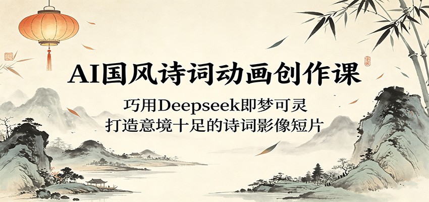 AI国风诗词动画创作课:巧用Deepseek即梦可灵,打造意境十足的诗词影像短片-来聚吧