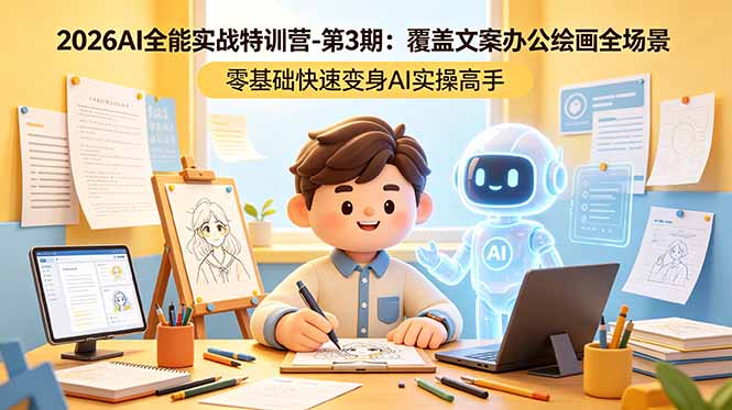 2026AI全能实战特训营-第3期：覆盖文案办公绘画全场景 零基础快速变身AI实操高手-来聚吧