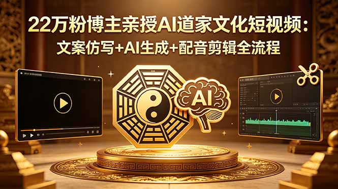 22万粉博主亲授AI道家文化短视频:文案仿写+AI生成+配音剪辑全流程-来聚吧