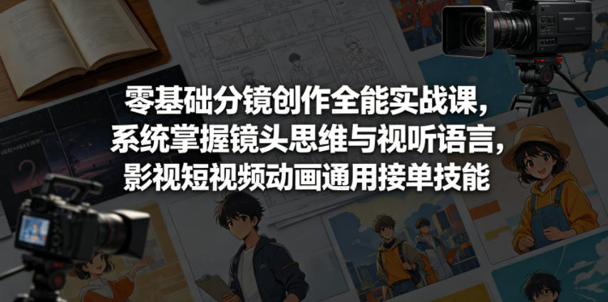 零基础分镜创作全能实战课，系统掌握镜头思维与视听语言，影视短视频动画通用接单技能-来聚吧