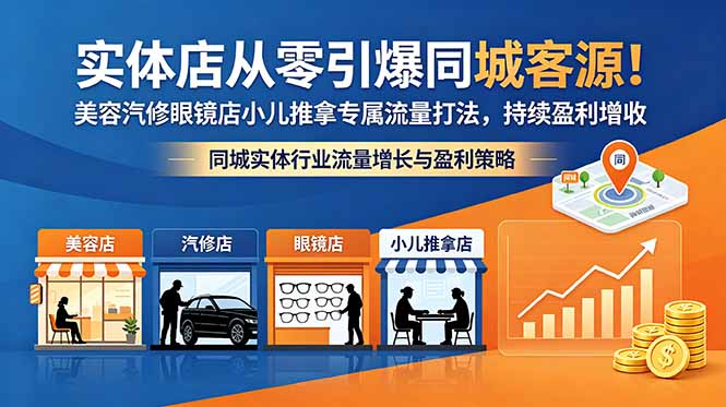 实体店从零引爆同城客源！美容汽修眼镜店小儿推拿专属流量打法，持续盈利增收-来聚吧