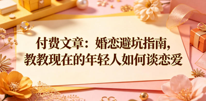 付费文章:婚恋避坑指南,教教现在的年轻人如何谈恋爱-来聚吧